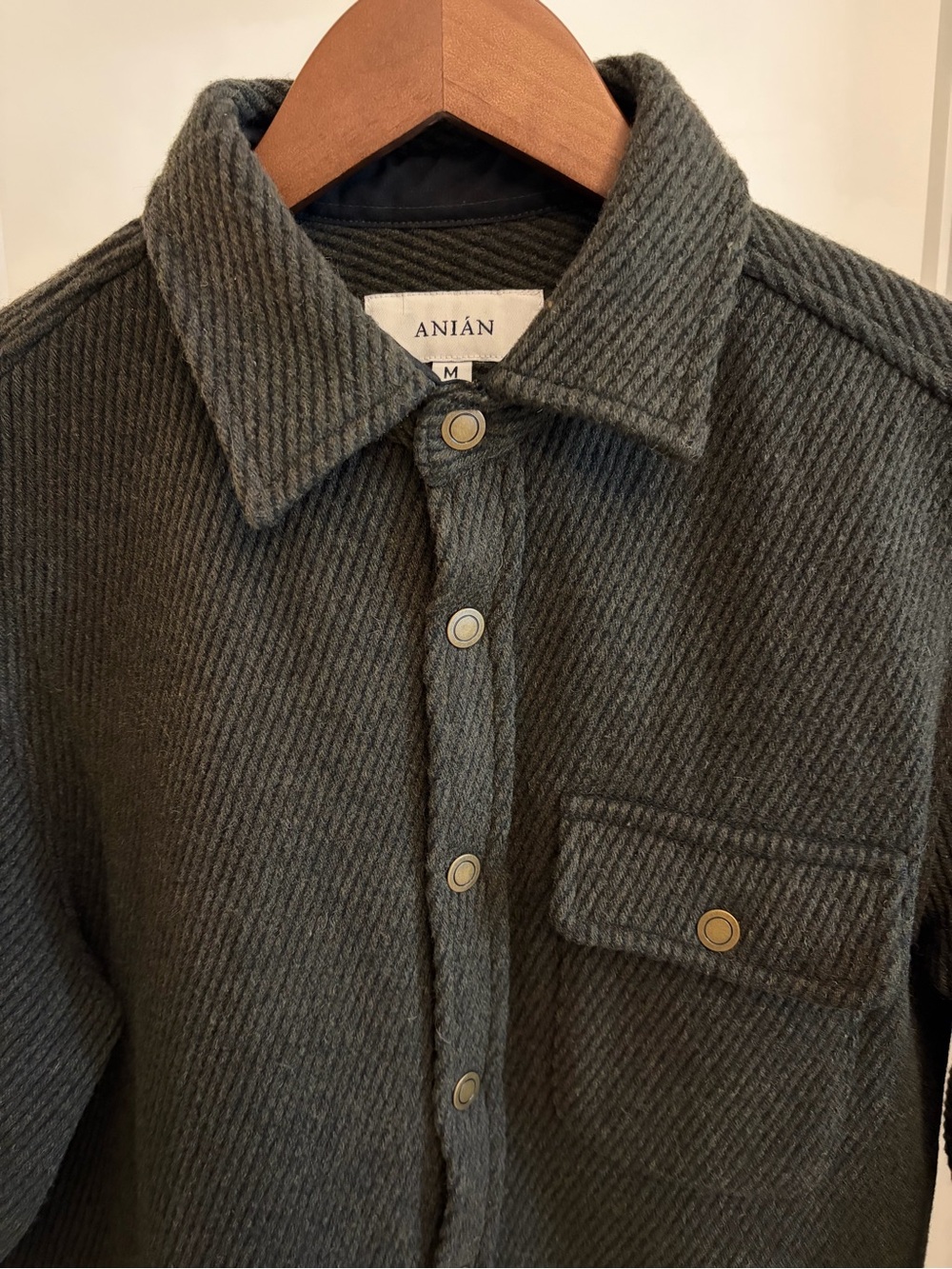 Anian Men’s Dark Olive Button-Up Wool Jacket